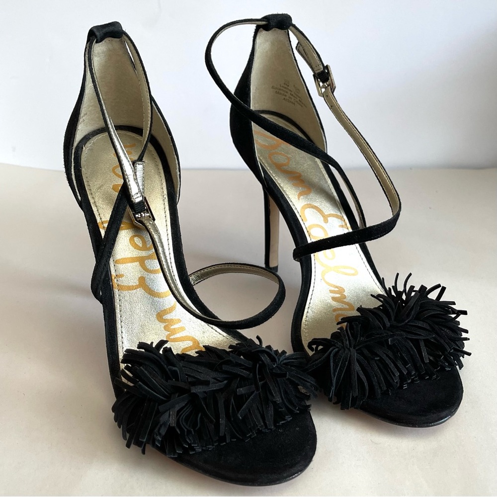 Sam Edelman Black Stiletto Heels with Fringe